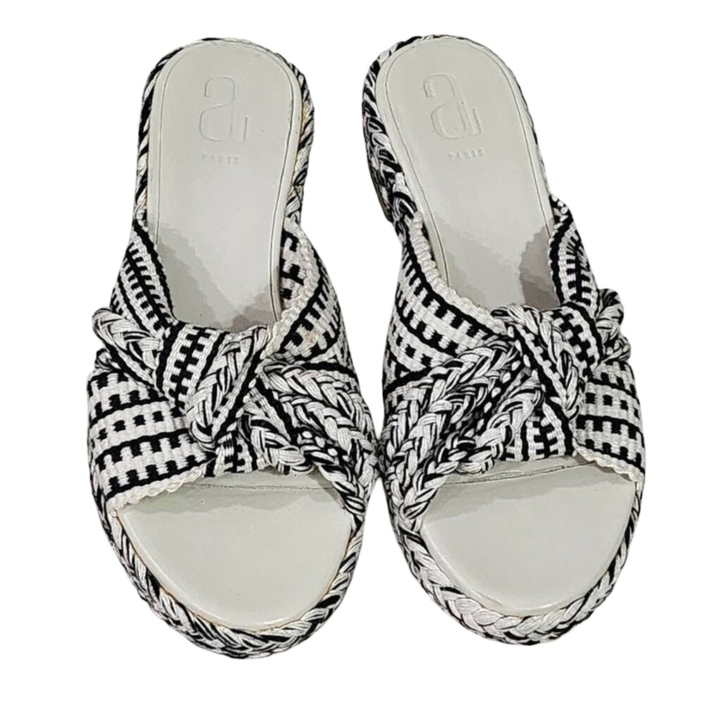 Antolina black and white Biaga Knot braided‎ cotton sandals size 37 6.5 7
